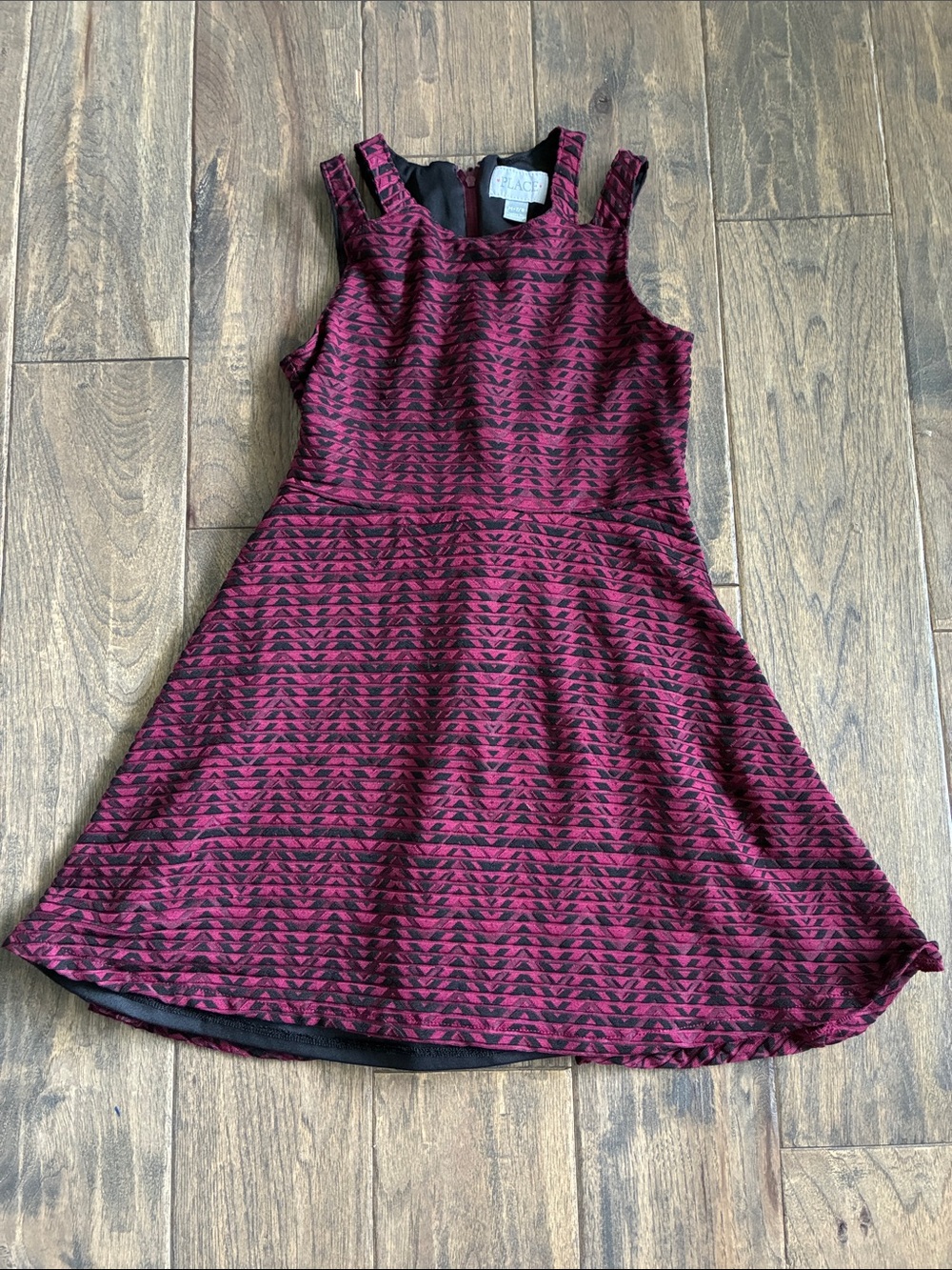The Children's Place Burgundy and Black Patterned Fit-and-Flare Dress